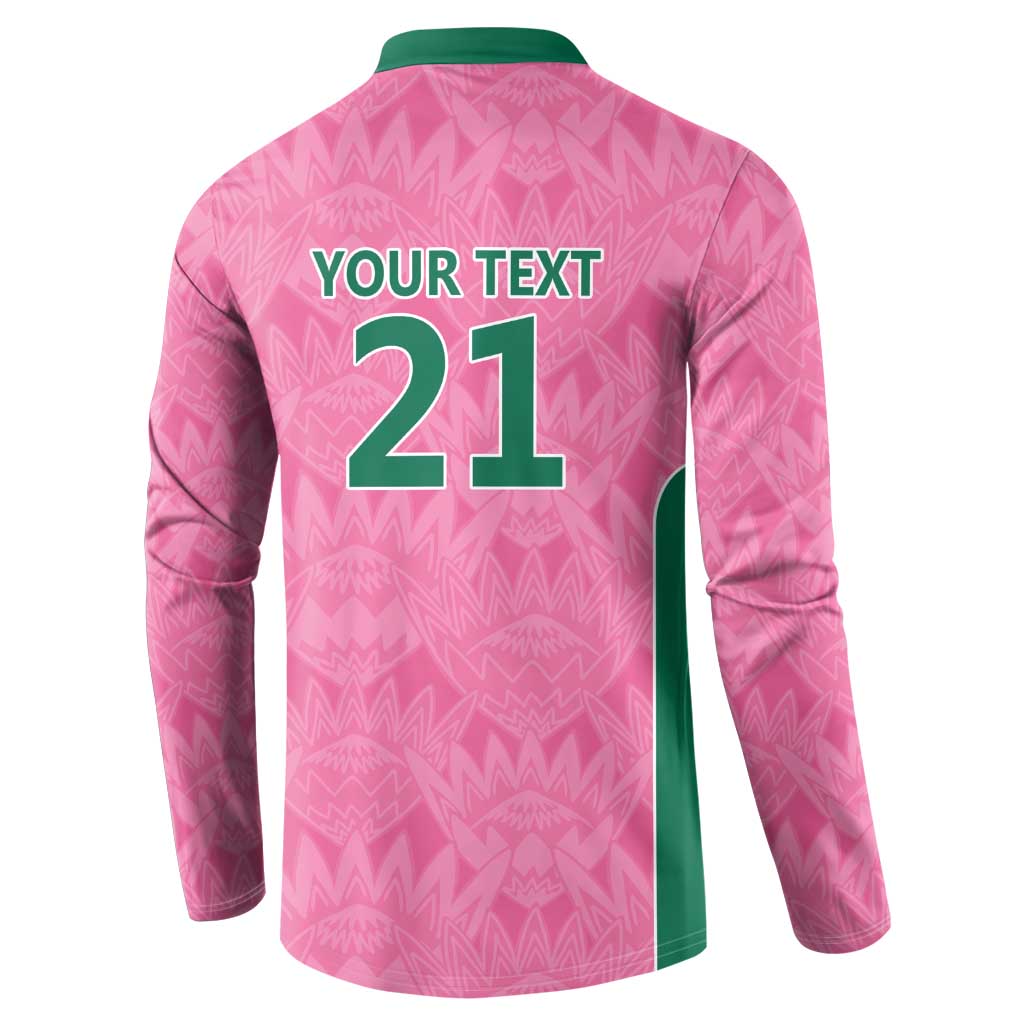 Pink South Africa Cricket Custom Button Sweatshirt Proteas Be Way Pink