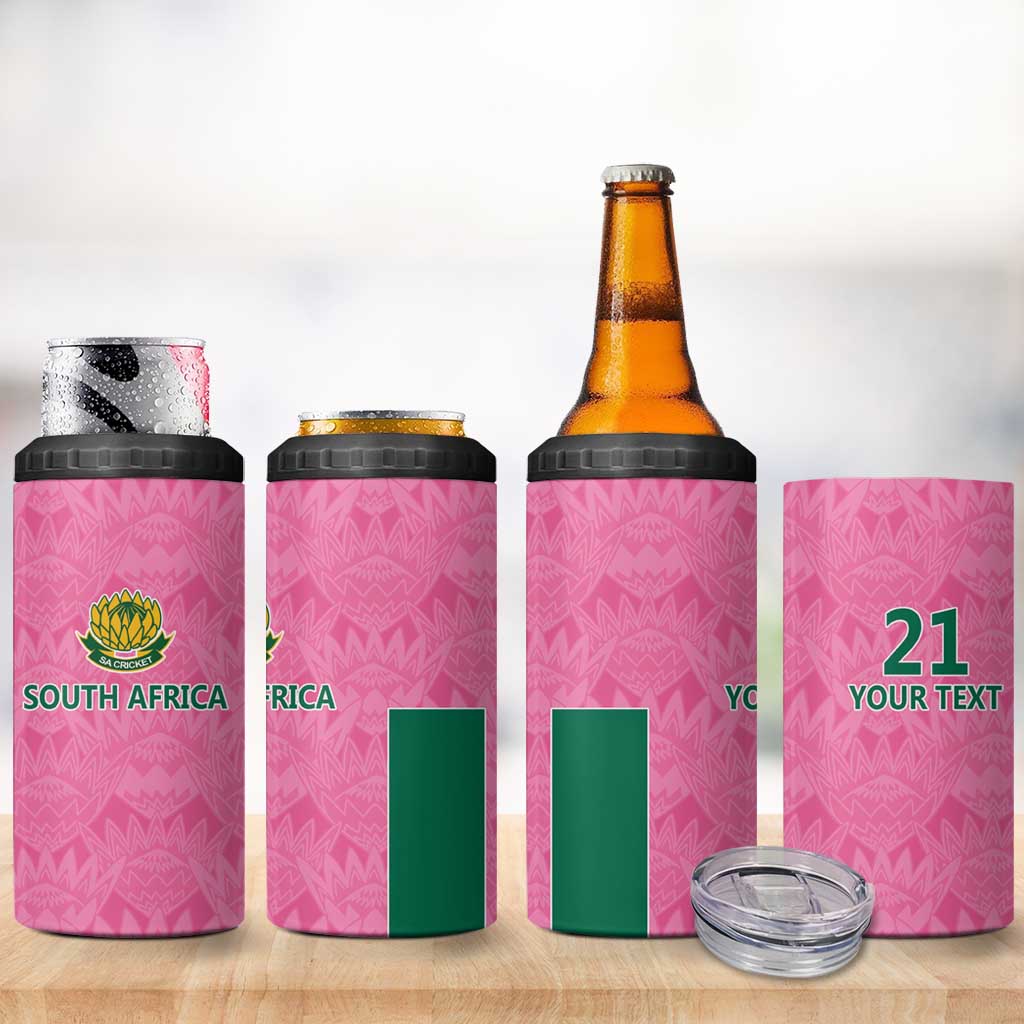 Pink South Africa Cricket Custom 4 in 1 Can Cooler Tumbler Proteas Be Way Pink