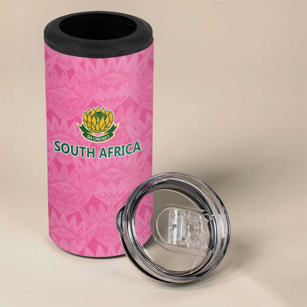Pink South Africa Cricket Custom 4 in 1 Can Cooler Tumbler Proteas Be Way Pink