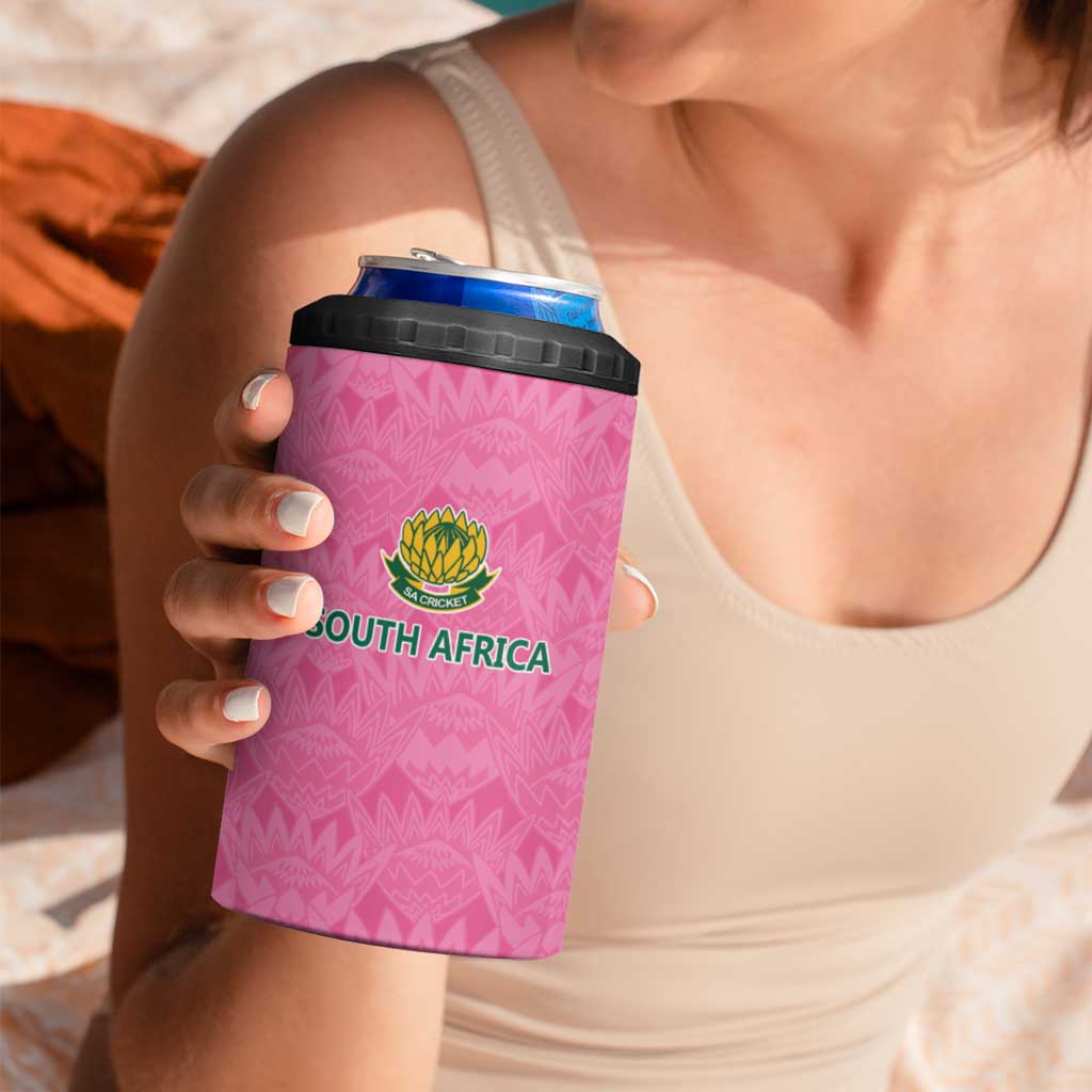 Pink South Africa Cricket Custom 4 in 1 Can Cooler Tumbler Proteas Be Way Pink