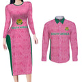 Pink South Africa Cricket Custom Couples Matching Long Sleeve Bodycon Dress and Long Sleeve Button Shirt Proteas Be Way Pink