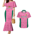 Pink South Africa Cricket Custom Couples Matching Mermaid Dress and Hawaiian Shirt Proteas Be Way Pink