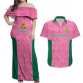 Pink South Africa Cricket Custom Couples Matching Off Shoulder Maxi Dress and Hawaiian Shirt Proteas Be Way Pink