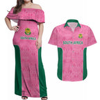 Pink South Africa Cricket Custom Couples Matching Off Shoulder Maxi Dress and Hawaiian Shirt Proteas Be Way Pink