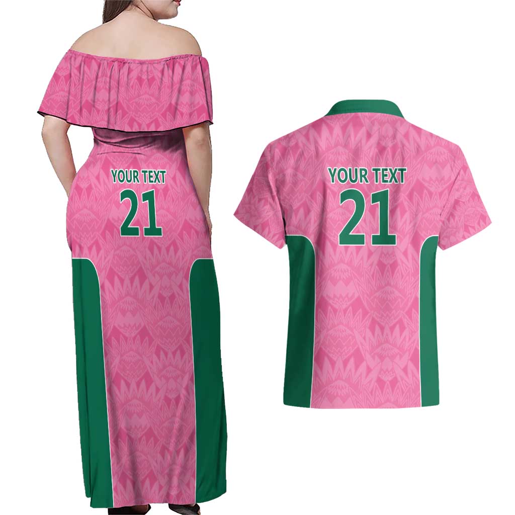 Pink South Africa Cricket Custom Couples Matching Off Shoulder Maxi Dress and Hawaiian Shirt Proteas Be Way Pink