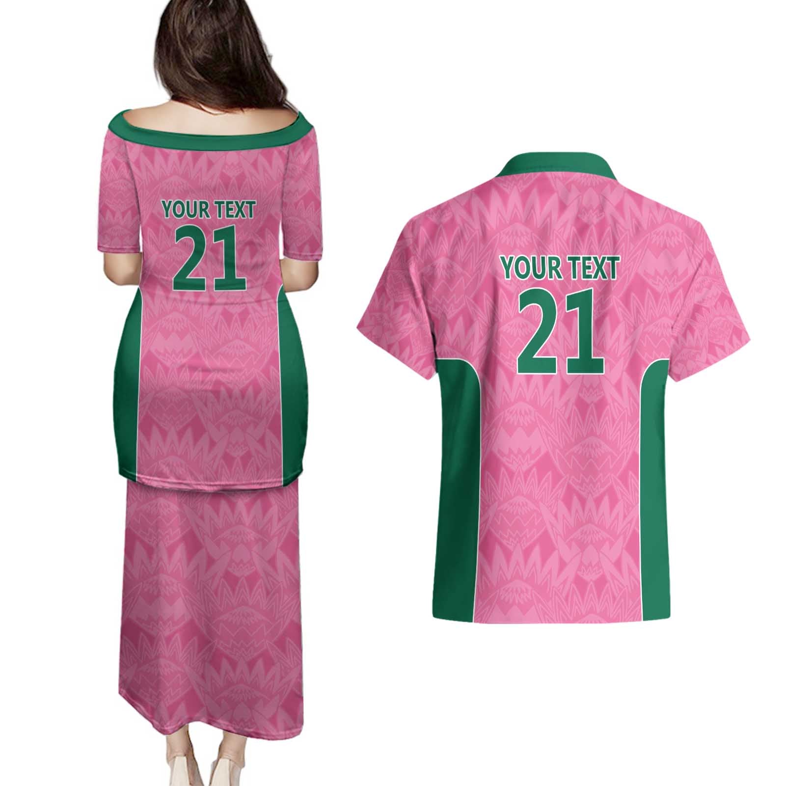 Pink South Africa Cricket Custom Couples Matching Puletasi and Hawaiian Shirt Proteas Be Way Pink