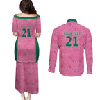 Pink South Africa Cricket Custom Couples Matching Puletasi and Long Sleeve Button Shirt Proteas Be Way Pink