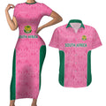 Pink South Africa Cricket Custom Couples Matching Short Sleeve Bodycon Dress and Hawaiian Shirt Proteas Be Way Pink
