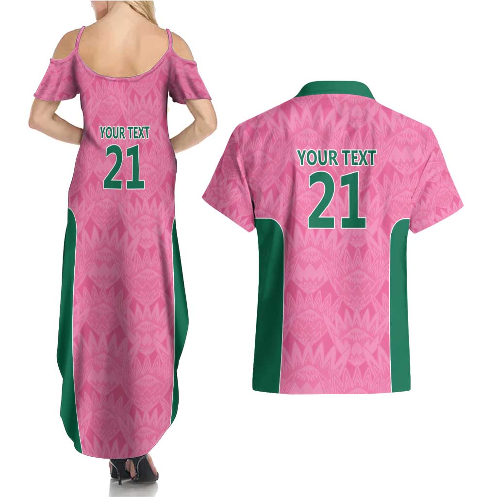 Pink South Africa Cricket Custom Couples Matching Summer Maxi Dress and Hawaiian Shirt Proteas Be Way Pink