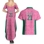 Pink South Africa Cricket Custom Couples Matching Summer Maxi Dress and Hawaiian Shirt Proteas Be Way Pink