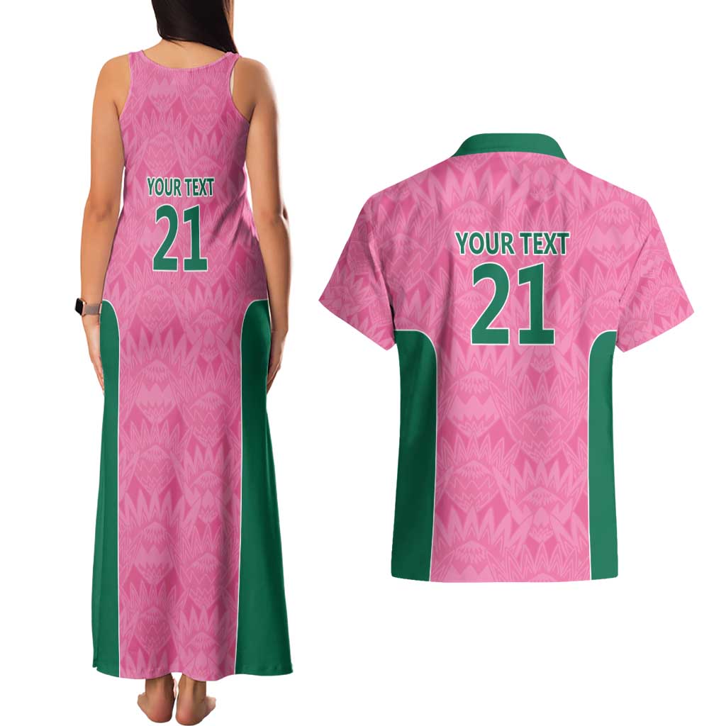 Pink South Africa Cricket Custom Couples Matching Tank Maxi Dress and Hawaiian Shirt Proteas Be Way Pink