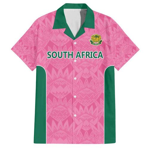 Pink South Africa Cricket Custom Family Matching Off The Shoulder Long Sleeve Dress and Hawaiian Shirt Proteas Be Way Pink