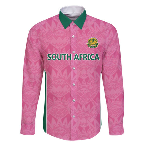 Pink South Africa Cricket Custom Family Matching Off The Shoulder Long Sleeve Dress and Hawaiian Shirt Proteas Be Way Pink