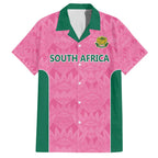 Pink South Africa Cricket Custom Family Matching Off Shoulder Short Dress and Hawaiian Shirt Proteas Be Way Pink