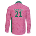 Pink South Africa Cricket Custom Family Matching Short Sleeve Bodycon Dress and Hawaiian Shirt Proteas Be Way Pink