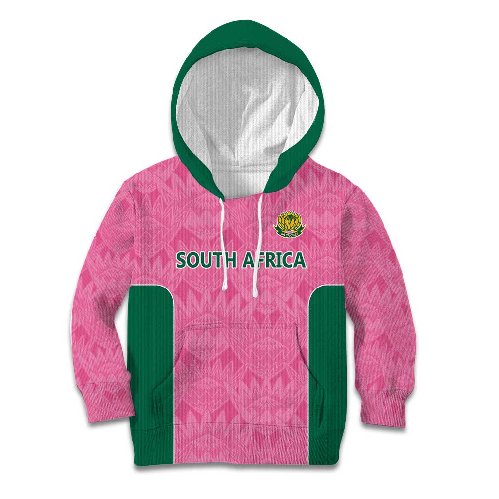 Pink South Africa Cricket Custom Kid Hoodie Proteas Be Way Pink