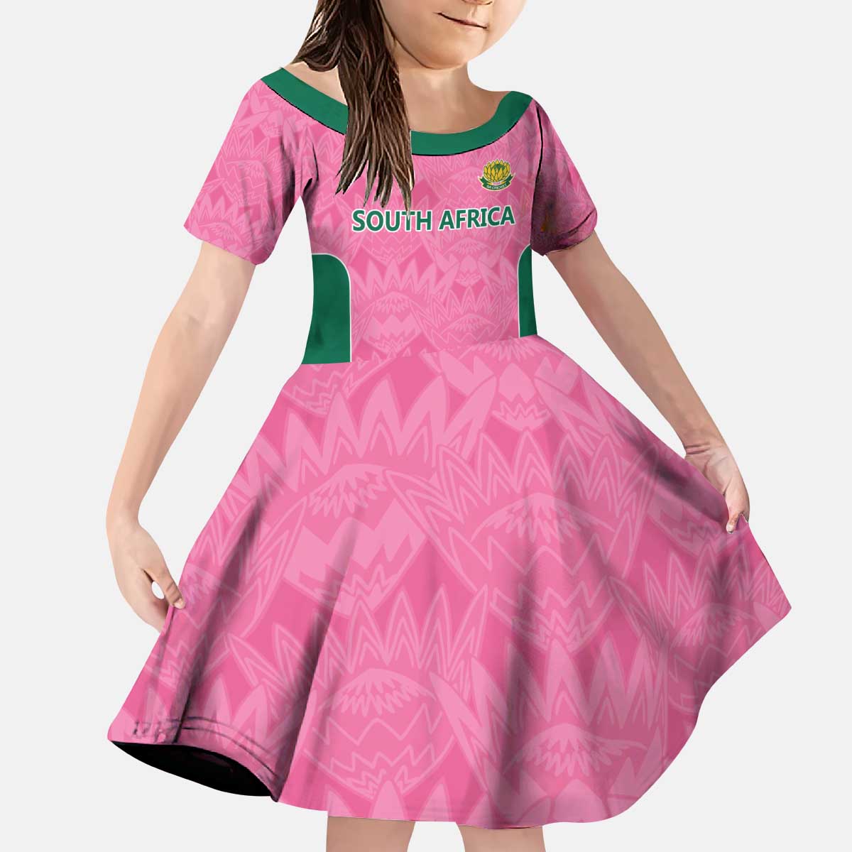 Pink South Africa Cricket Custom Kid Short Sleeve Dress Proteas Be Way Pink