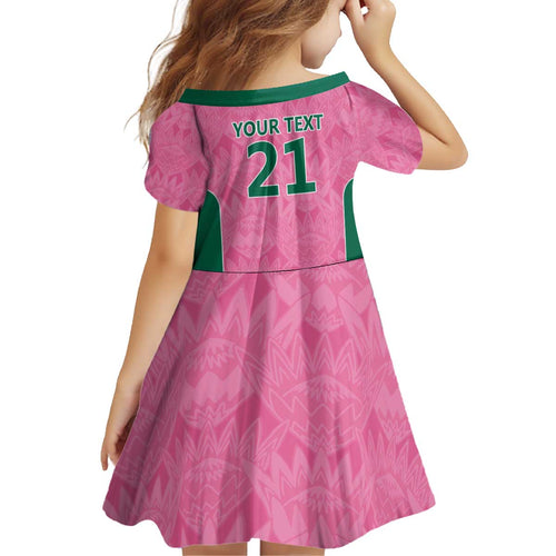 Pink South Africa Cricket Custom Kid Short Sleeve Dress Proteas Be Way Pink