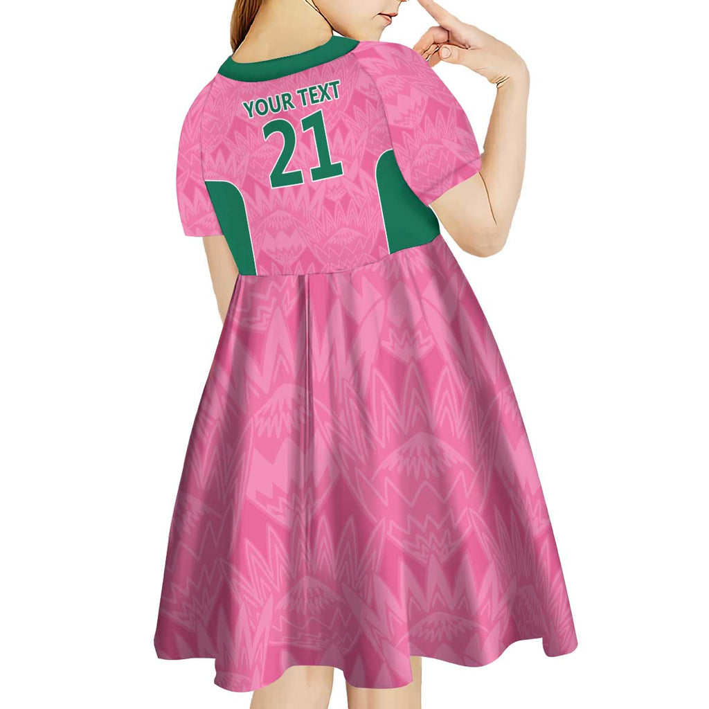 Pink South Africa Cricket Custom Kid Short Sleeve Dress Proteas Be Way Pink