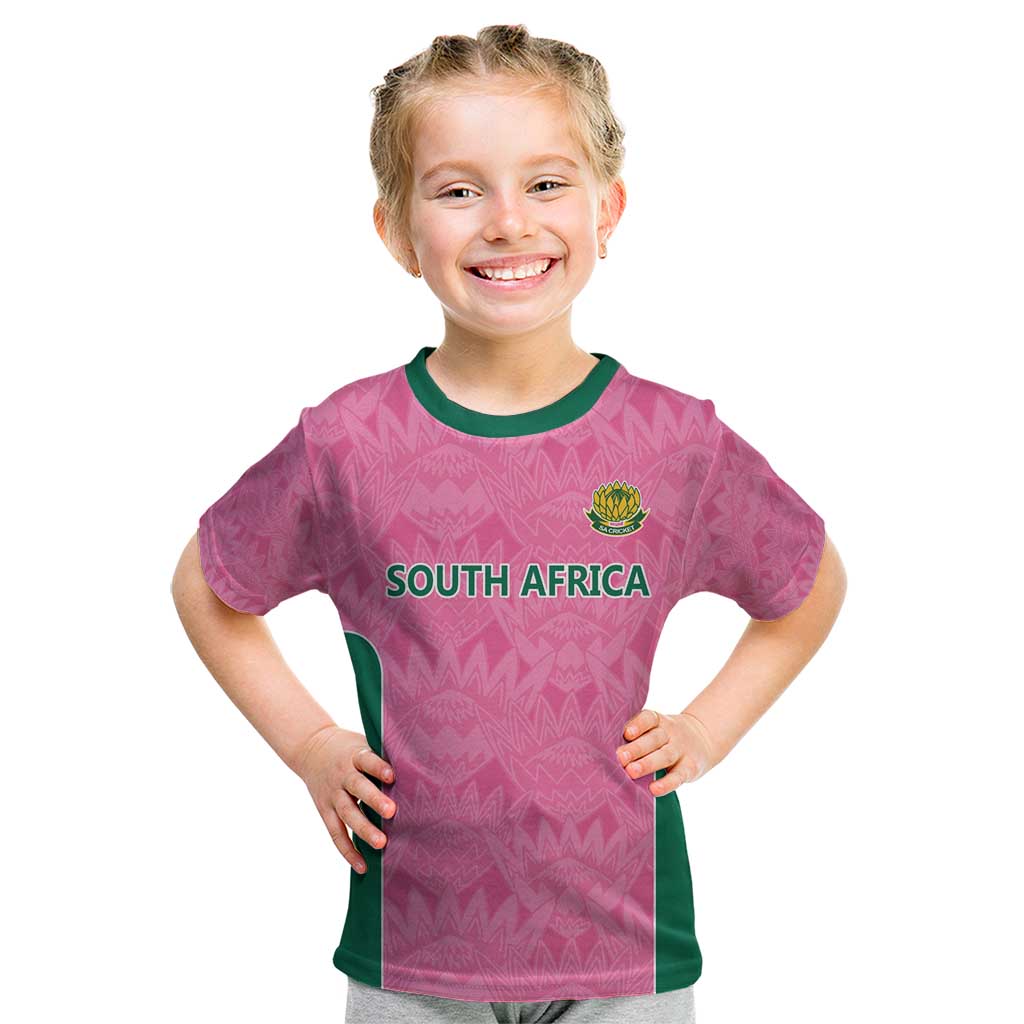 Pink South Africa Cricket Custom Kid T Shirt Proteas Be Way Pink