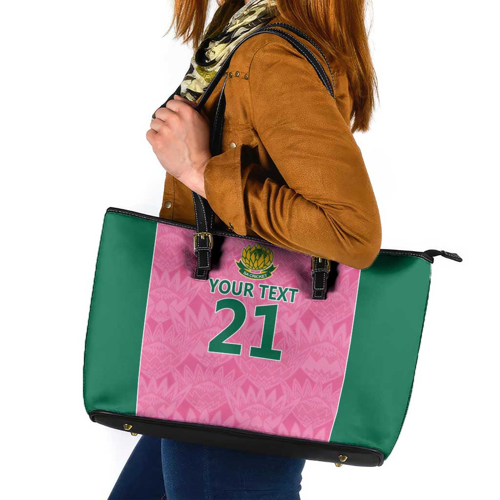Pink South Africa Cricket Custom Leather Tote Bag Proteas Be Way Pink