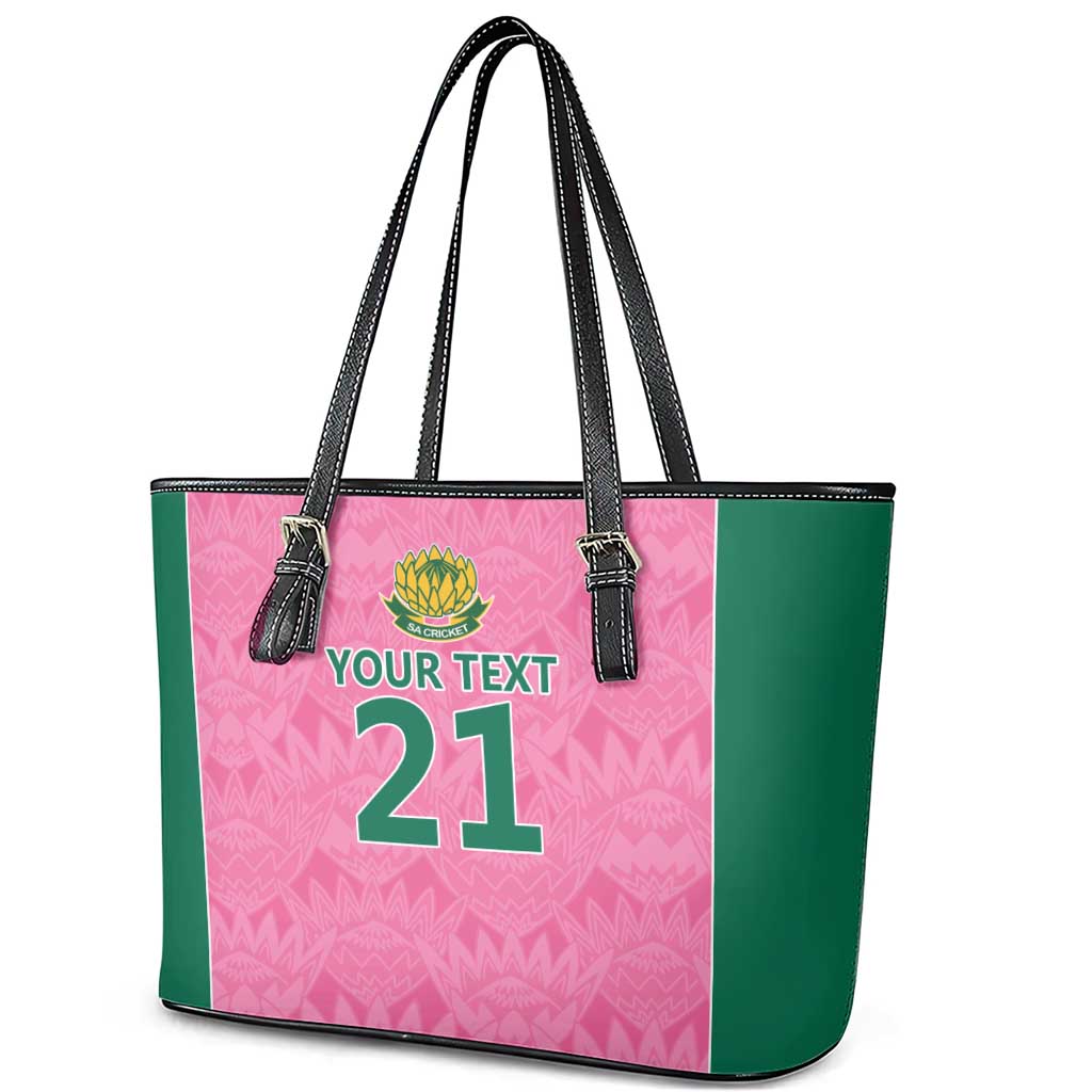 Pink South Africa Cricket Custom Leather Tote Bag Proteas Be Way Pink