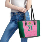 Pink South Africa Cricket Custom Leather Tote Bag Proteas Be Way Pink