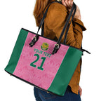 Pink South Africa Cricket Custom Leather Tote Bag Proteas Be Way Pink