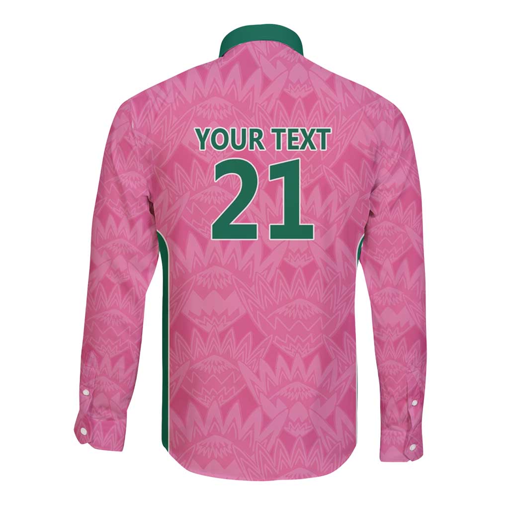 Pink South Africa Cricket Custom Long Sleeve Button Shirt Proteas Be Way Pink