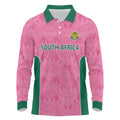 Pink South Africa Cricket Custom Long Sleeve Polo Shirt Proteas Be Way Pink