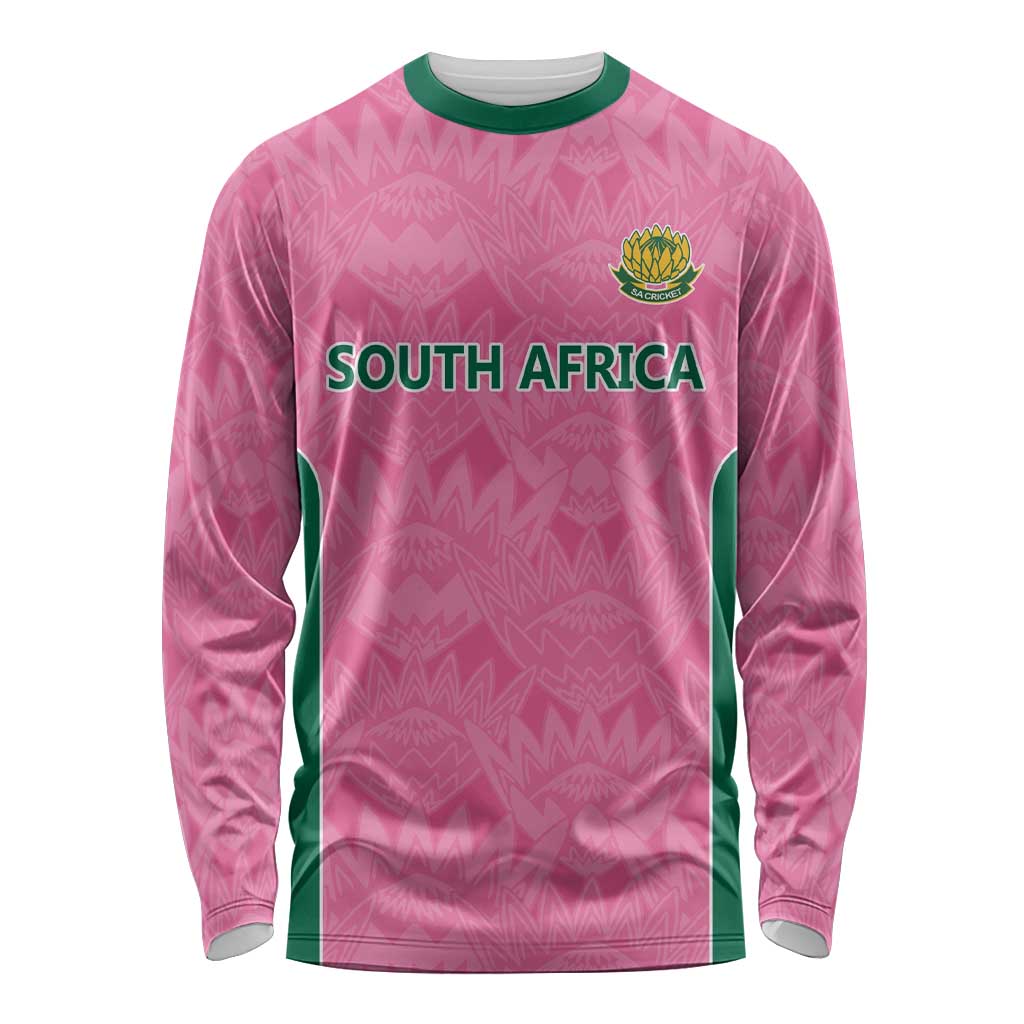 Pink South Africa Cricket Custom Long Sleeve Shirt Proteas Be Way Pink
