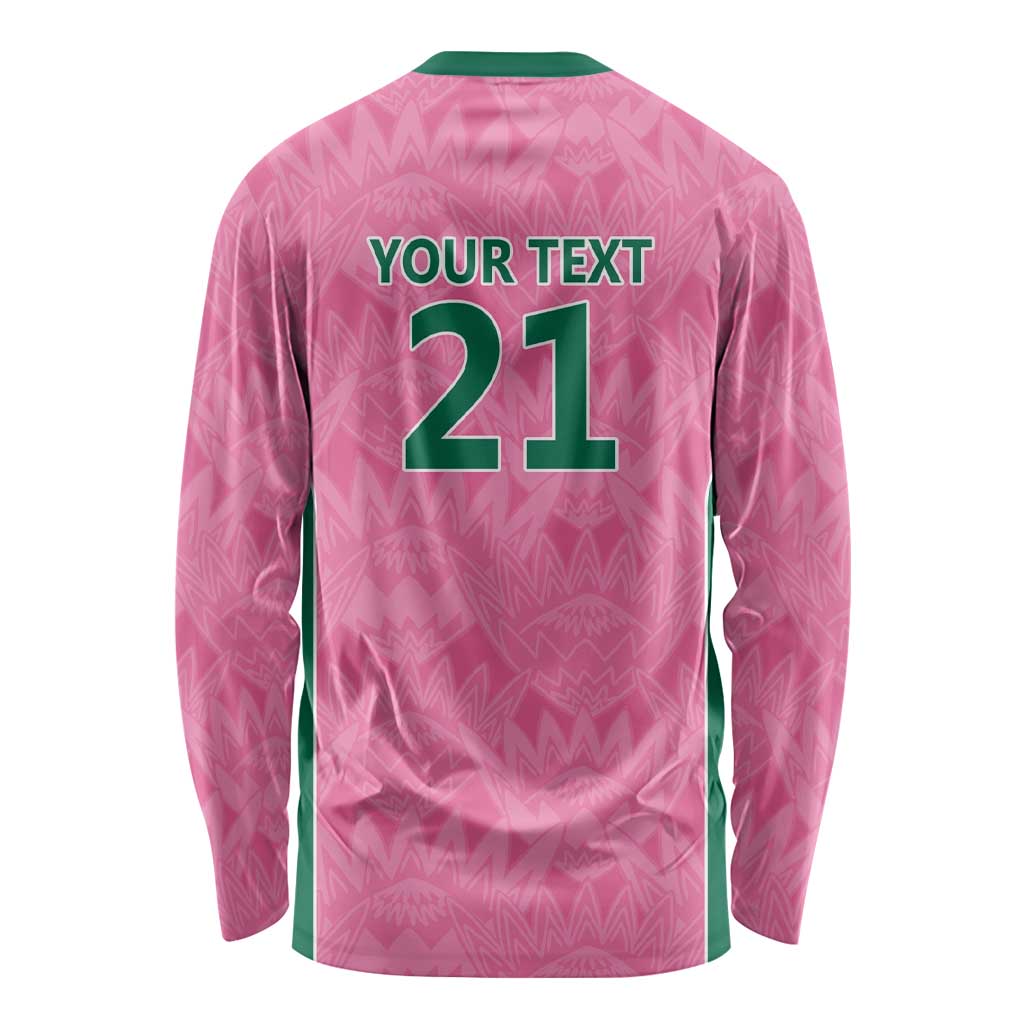 Pink South Africa Cricket Custom Long Sleeve Shirt Proteas Be Way Pink