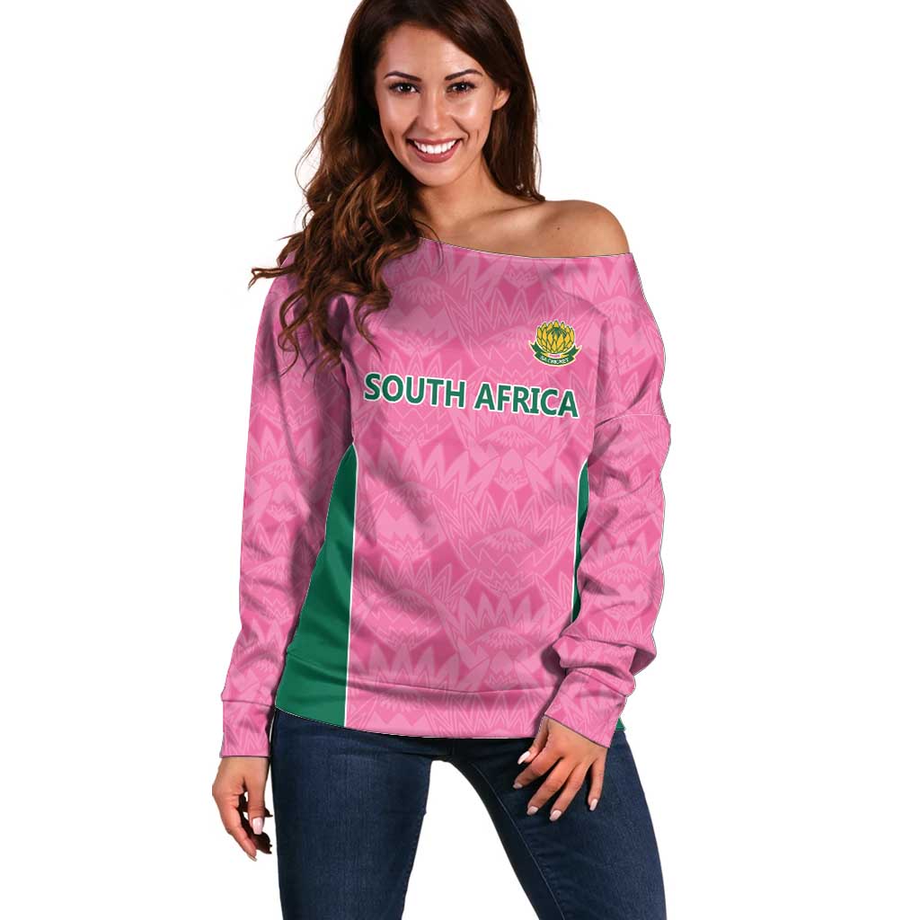 Pink South Africa Cricket Custom Off Shoulder Sweater Proteas Be Way Pink