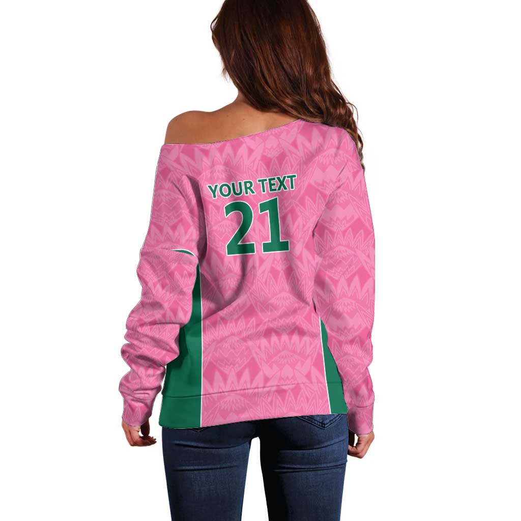 Pink South Africa Cricket Custom Off Shoulder Sweater Proteas Be Way Pink