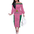 Pink South Africa Cricket Custom Off The Shoulder Long Sleeve Dress Proteas Be Way Pink