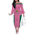 Pink South Africa Cricket Custom Off The Shoulder Long Sleeve Dress Proteas Be Way Pink