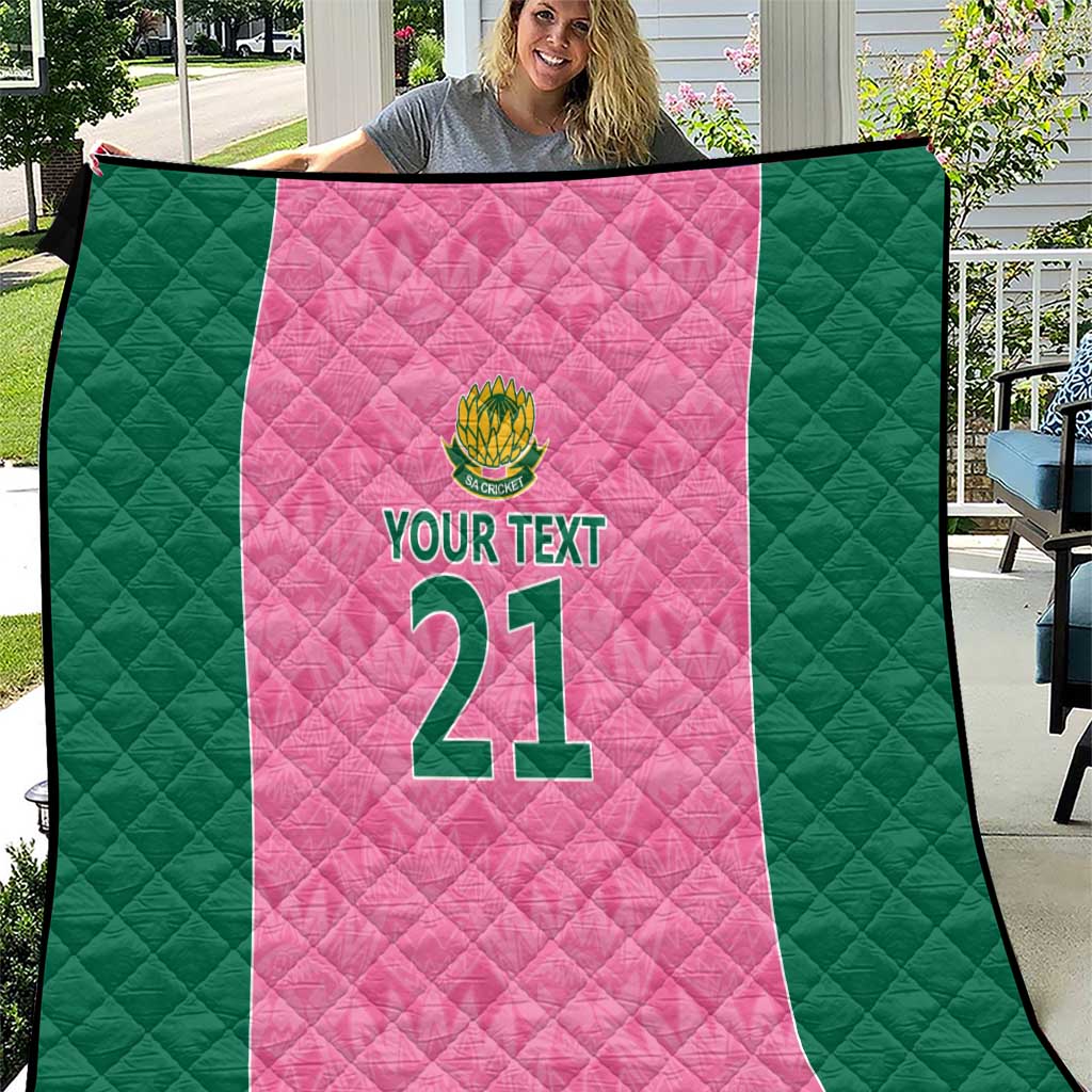Pink South Africa Cricket Custom Quilt Proteas Be Way Pink