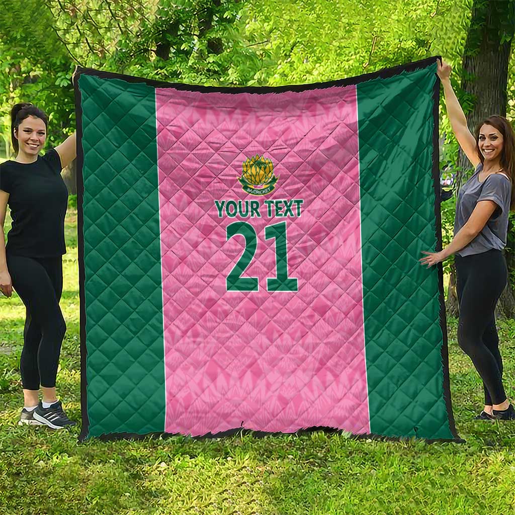 Pink South Africa Cricket Custom Quilt Proteas Be Way Pink