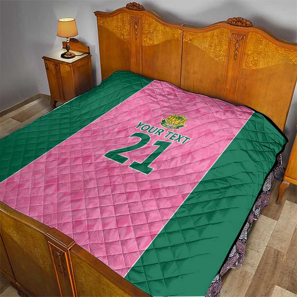 Pink South Africa Cricket Custom Quilt Proteas Be Way Pink