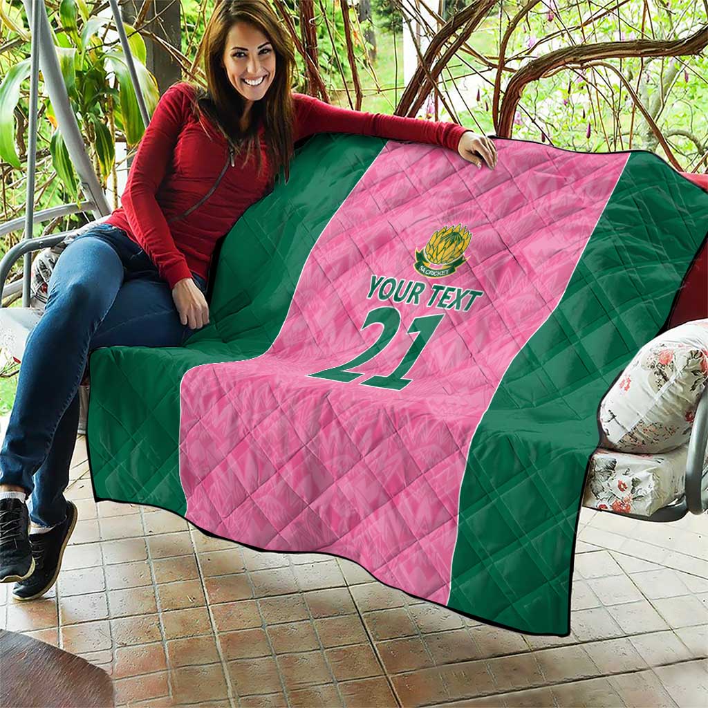 Pink South Africa Cricket Custom Quilt Proteas Be Way Pink