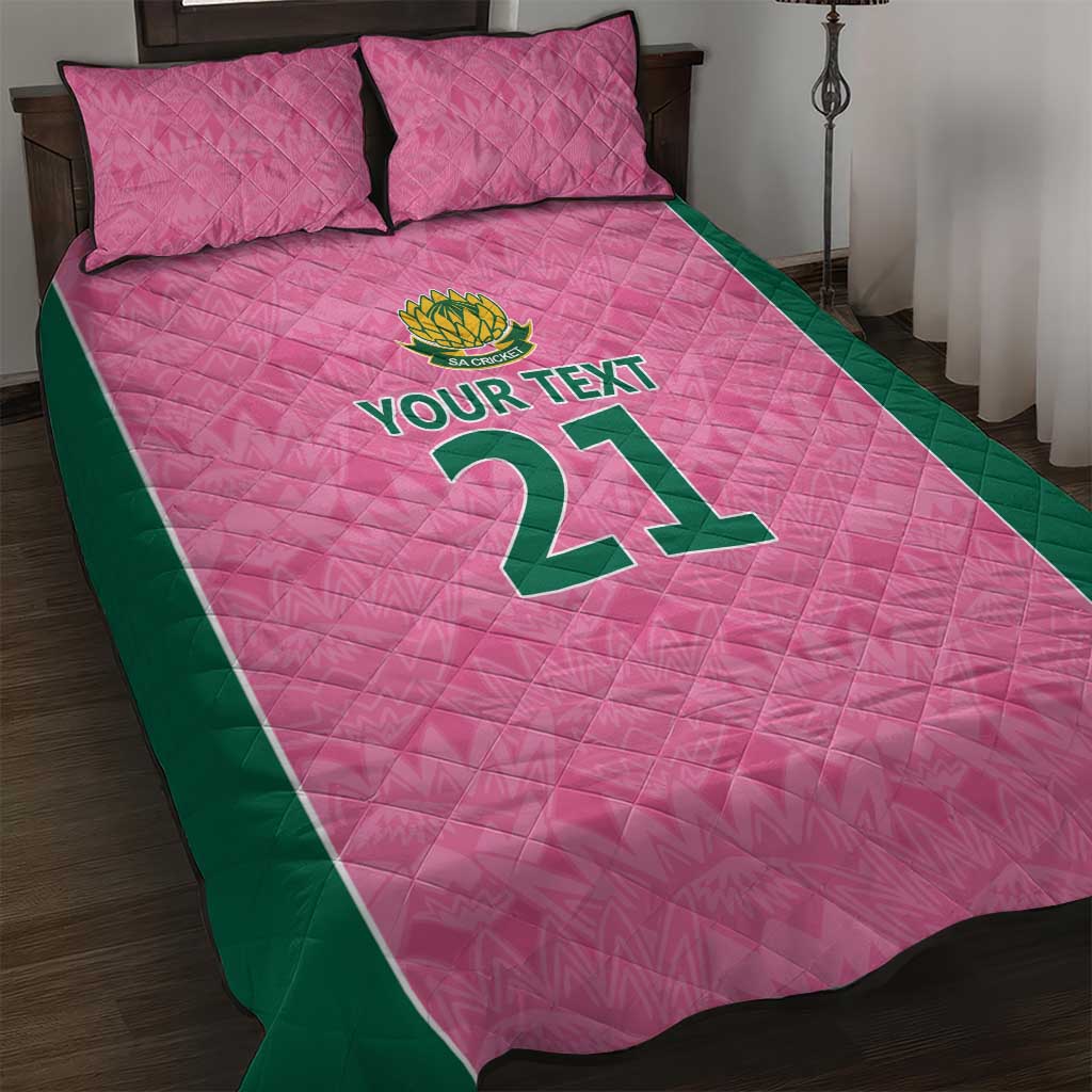 Pink South Africa Cricket Custom Quilt Bed Set Proteas Be Way Pink
