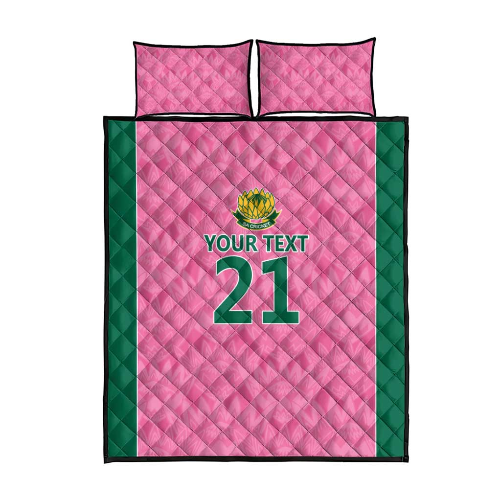 Pink South Africa Cricket Custom Quilt Bed Set Proteas Be Way Pink