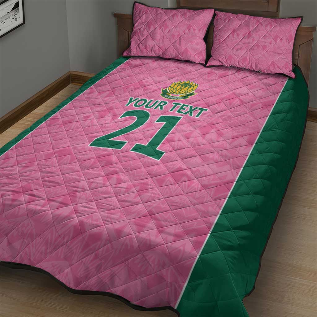 Pink South Africa Cricket Custom Quilt Bed Set Proteas Be Way Pink