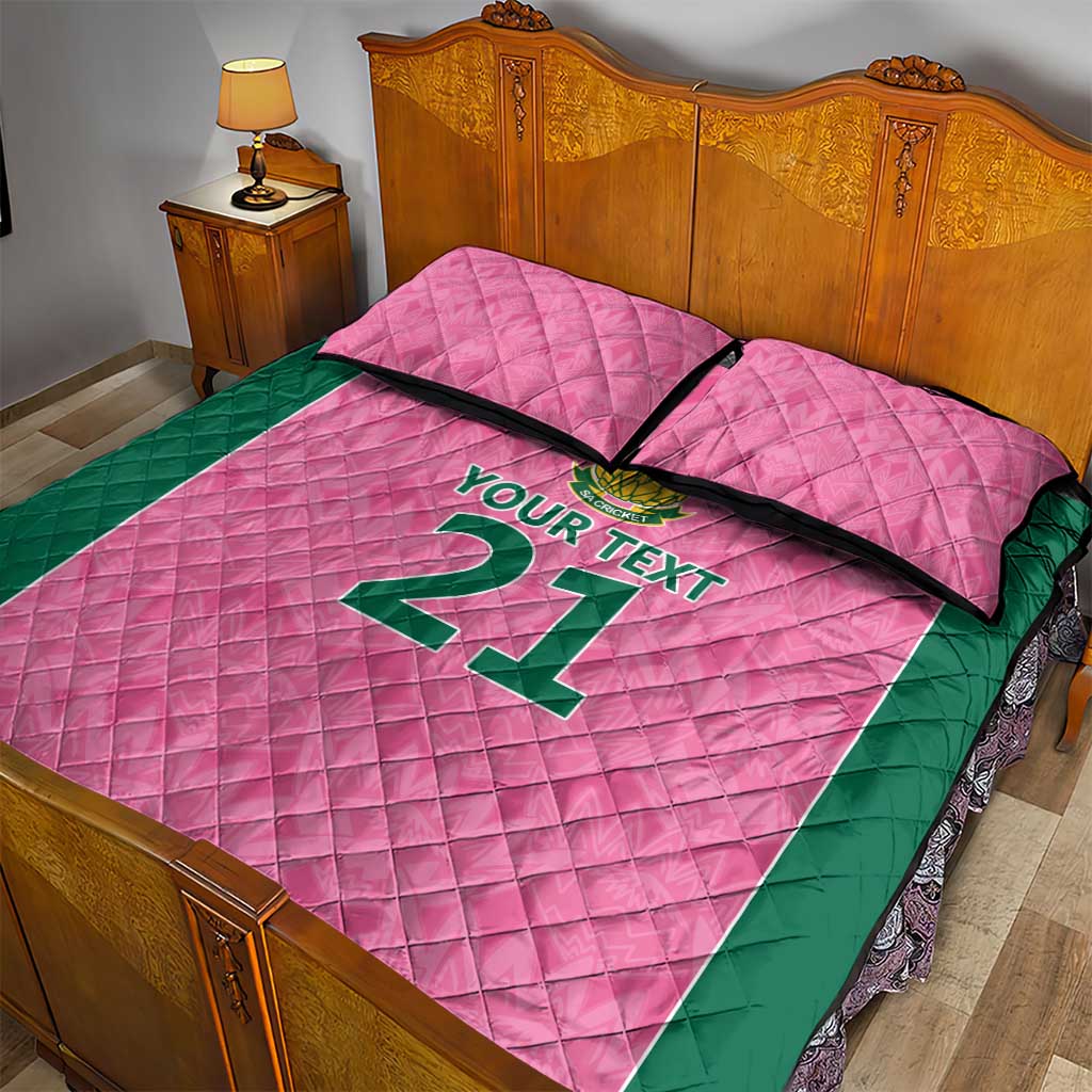 Pink South Africa Cricket Custom Quilt Bed Set Proteas Be Way Pink