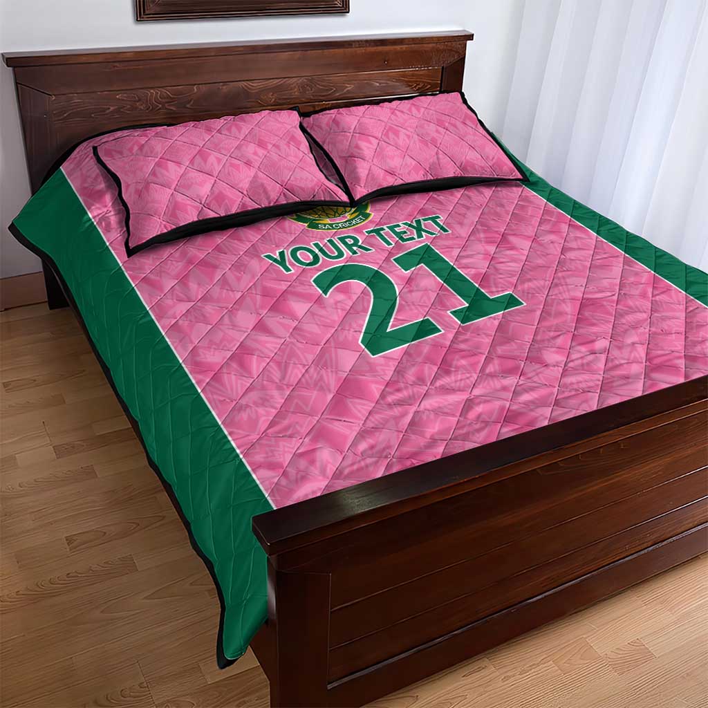 Pink South Africa Cricket Custom Quilt Bed Set Proteas Be Way Pink