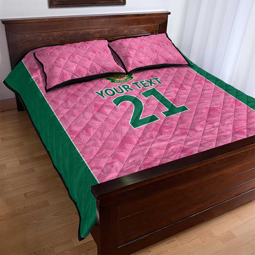Pink South Africa Cricket Custom Quilt Bed Set Proteas Be Way Pink