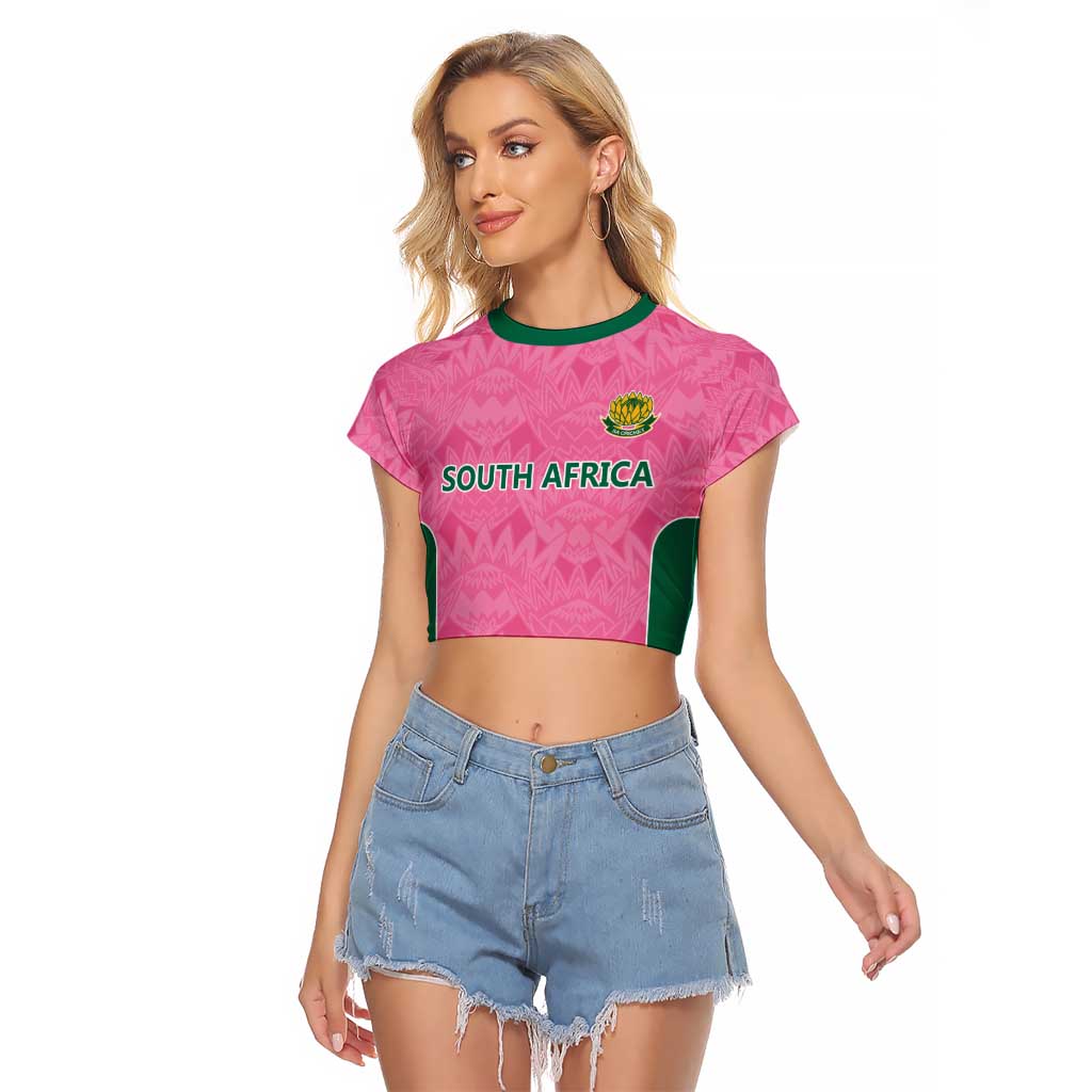 Pink South Africa Cricket Custom Raglan Cropped T Shirt Proteas Be Way Pink