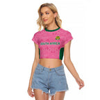 Pink South Africa Cricket Custom Raglan Cropped T Shirt Proteas Be Way Pink