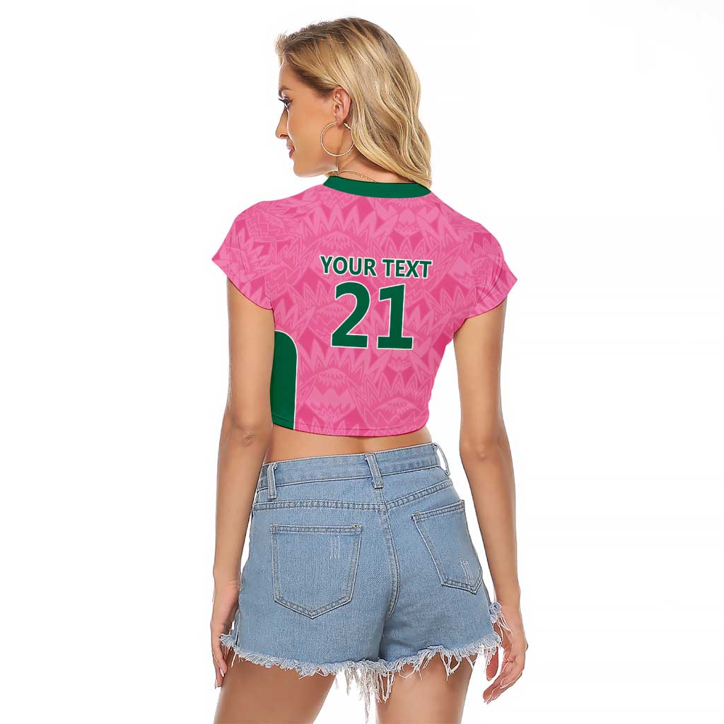 Pink South Africa Cricket Custom Raglan Cropped T Shirt Proteas Be Way Pink