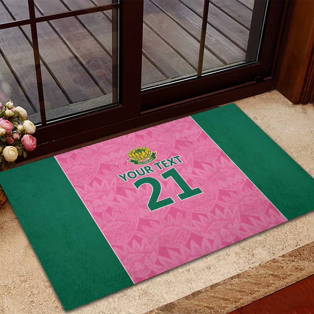 Pink South Africa Cricket Custom Rubber Doormat Proteas Be Way Pink